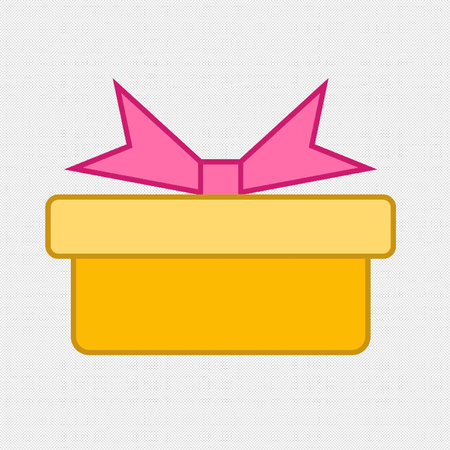 Gift box icon on a white background with a dotted line.のイラスト素材
