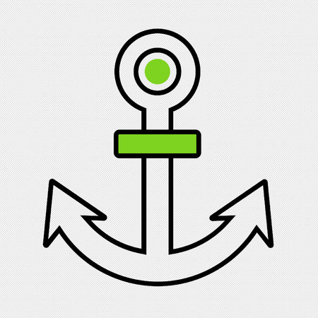 Anchor sign illustration. Black dotted line icon on grey background.のイラスト素材