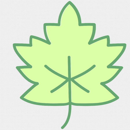 Maple leaf icon. Green dotted line design. Pictogram is isolated on a white background. Designed for web and software interfaces.のイラスト素材