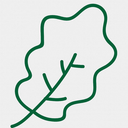 Leaf sign illustration. Green dotted line icon on white background.のイラスト素材