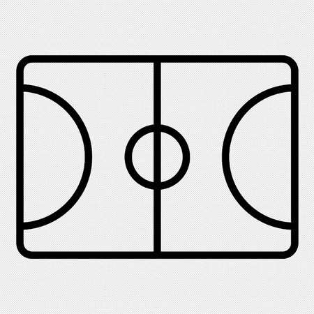 Soccer or Football Field Line Icon. Black Contour Isolated on White Background. Vector Illustrationのイラスト素材