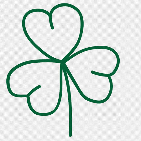 Clover leaf sign. Green dotted line icon with black contour.のイラスト素材