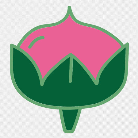 Cotton flower sign. Green icon with contour line. Vector illustrationのイラスト素材