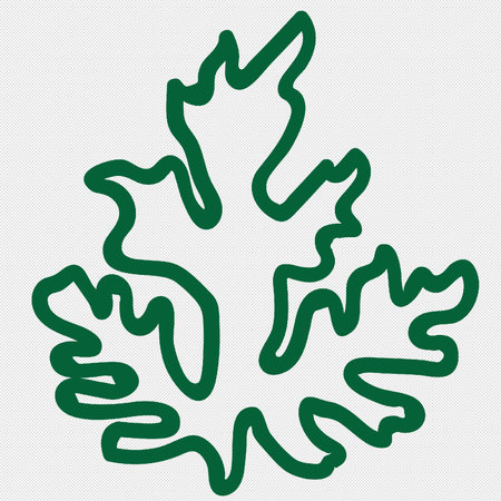 Maple leaf sign. Green simple line icon on a white background.のイラスト素材