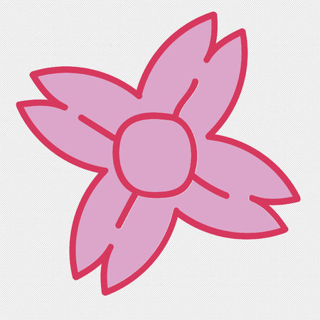 Flower simple icon. Pink dotted line design on grey background.のイラスト素材