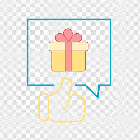 Gift box icon. Thumb up sign. Hand finger up. Icon for your web site design, logo, app, UI. Vector illustration, EPS10.のイラスト素材