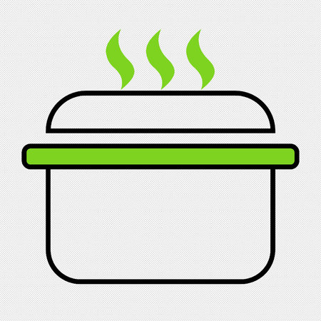 Cooking Pot Icon. Black Contour With White Isolated Background. Vector Illustrationのイラスト素材