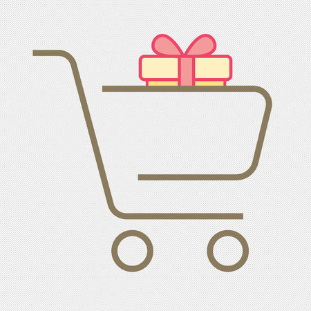 Shopping cart with gift box line icon. Vector illustration eps 10のイラスト素材