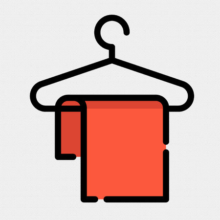 Towel on a hanger icon. Black dotted vector illustration.のイラスト素材