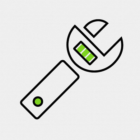 Wrench icon. Vector illustration. Black dotted line icon on a white background.のイラスト素材