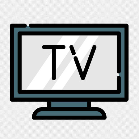 TV sign illustration. Vector. Blue icon on a black background.のイラスト素材