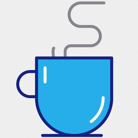 Coffee cup icon. Blue sign on a gray background.のイラスト素材