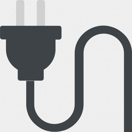 Electric plug icon on a gray background. Flat design. Vector illustrationのイラスト素材