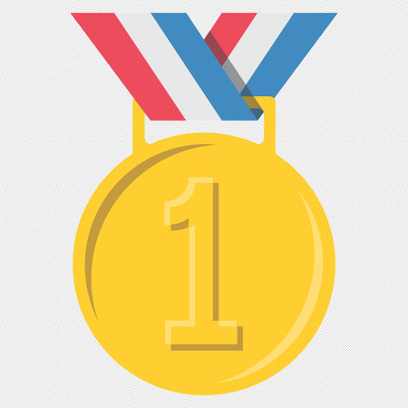 Gold medal icon on a gray background. Vector illustration. Eps 10のイラスト素材