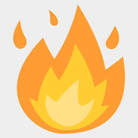 Fire icon on a grey background with a dotted line. Vector illustrationのイラスト素材