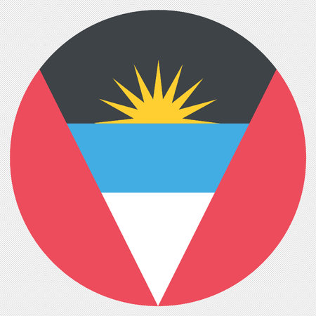 Flag of Antigua and Barbuda, round vector icon on a gray backgroundのイラスト素材