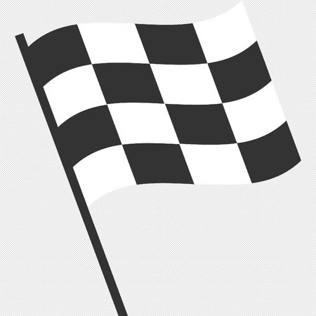 Checkered flag icon on a gray background. Vector illustration.のイラスト素材
