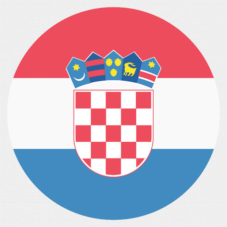 Flag of Croatia with coat of arms. Round icon, vector illustrationのイラスト素材