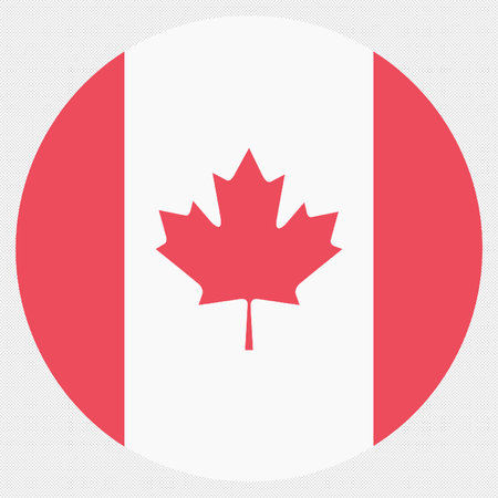 Canada flag icon on a white background with a dotted line. Vector illustrationのイラスト素材