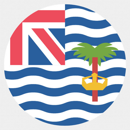Flag of British Antarctic Territory with palm tree. Round icon, vector illustrationのイラスト素材