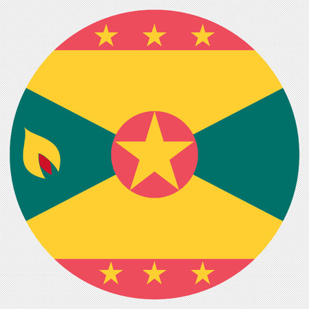 Flag of Grenada icon on a grey background, vector illustration.のイラスト素材