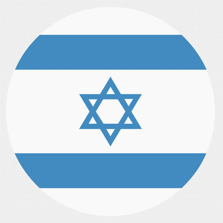 Israel flag on a round white background. Vector illustration. Eps 10のイラスト素材