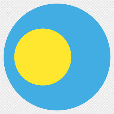Palau flag icon on a white background. Blue, yellow and white design. Vector illustrationのイラスト素材