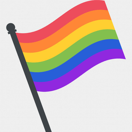 Rainbow Flag icon on a stick. Gray background with sign. Vector illustrationのイラスト素材