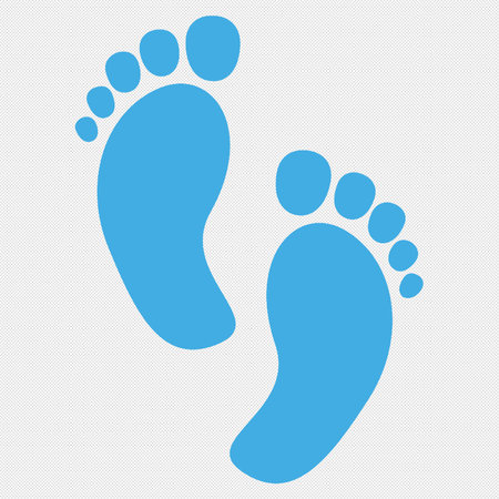 Footprint sign. Blue icon with black contour. Vector illustrationのイラスト素材