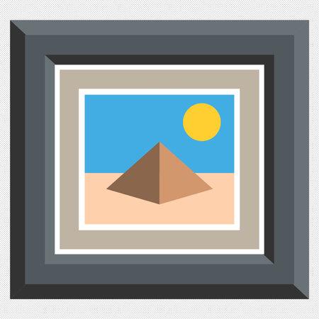 Image of pyramids in a frame on a gray background, vector illustrationのイラスト素材