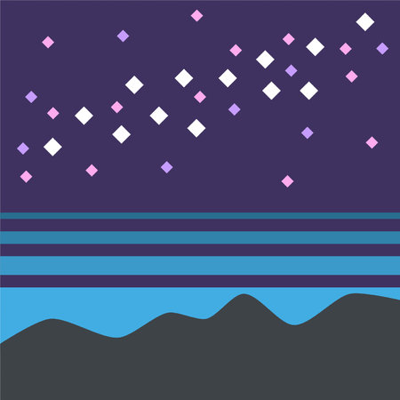 Seamless pattern with mountains, sea and waves. Vector illustrationのイラスト素材