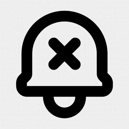 Alarm bell vector icon. Black symbol on a gray background.のイラスト素材