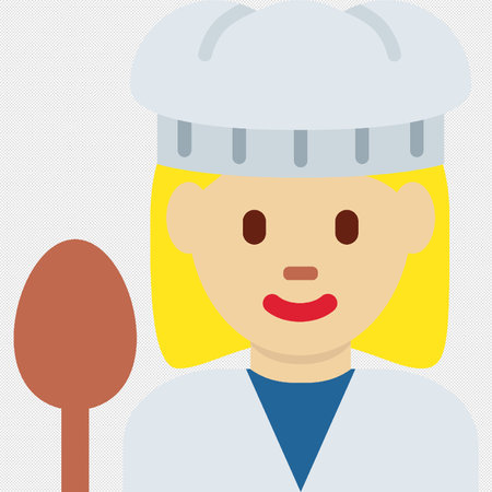 Female chef with spoon and ladle in flat style. Vector illustration.のイラスト素材