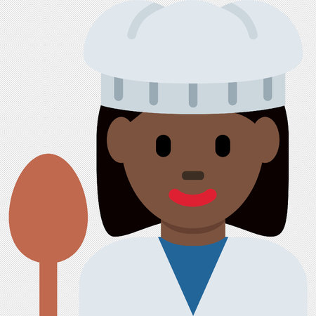 african american female chef with a spoon and a chef hatのイラスト素材