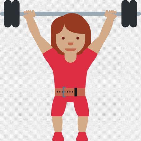 Woman lifting a barbell. Flat design style, vector illustration.のイラスト素材