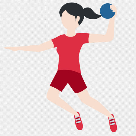 Fitness woman with ball. Healthy lifestyle concept. Vector illustration.のイラスト素材