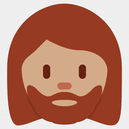 Man face icon with long beard and mustache. Vector illustration in flat style.のイラスト素材
