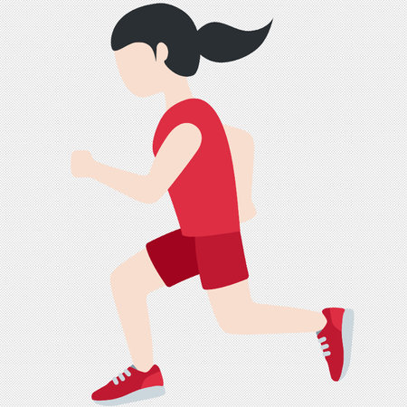 Running woman. Vector illustration in flat design style isolated on grey background.のイラスト素材