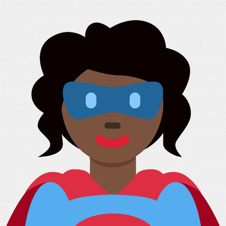 Superhero woman with red cape and blue mask, vector illustration.のイラスト素材