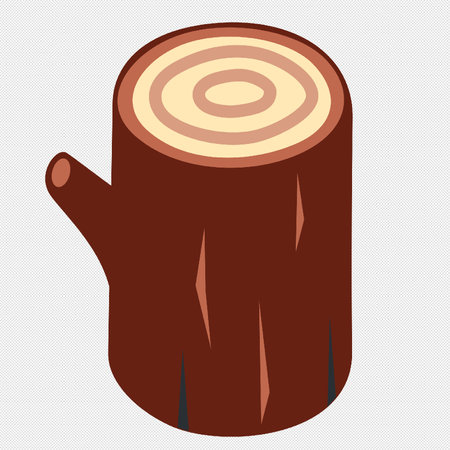 Wooden log icon on a white background. Vector illustration in a flat styleのイラスト素材