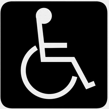Disabled sign illustration. Vector. White icon on black button.のイラスト素材