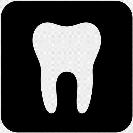 tooth icon on black background, vector illustration. Flat design style.のイラスト素材