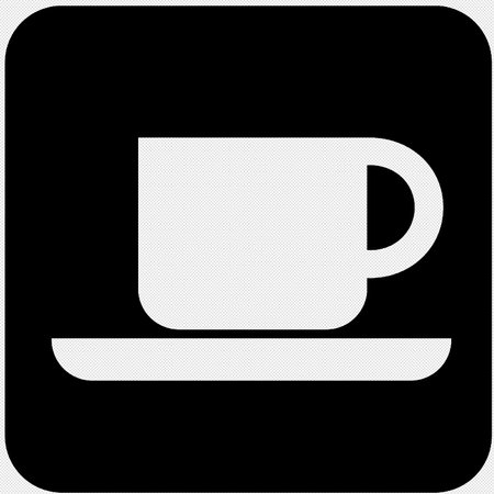 Coffee cup sign. Vector. White icon on black button at white background. Isolated.のイラスト素材