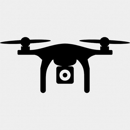 Drone icon on a black background with a shadow. Vector illustrationのイラスト素材