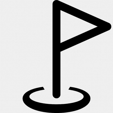 Flag Pointer vector icon. Illustration style is a flat iconic black symbol on a gray background.のイラスト素材