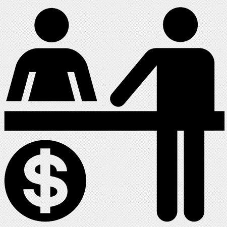 Man and woman on the table. Vector icon on a black background.のイラスト素材