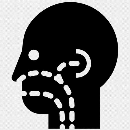 Headache icon. Vector illustration. Black symbol on a gray background.のイラスト素材