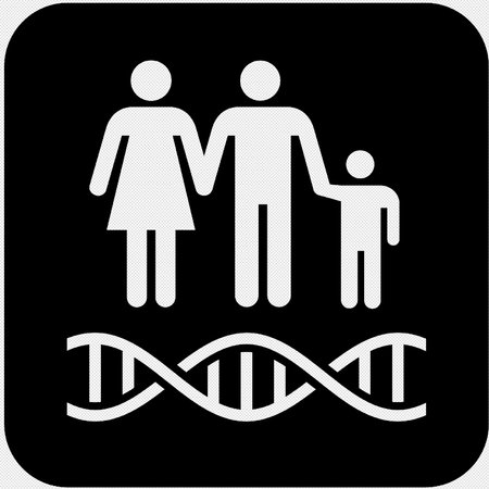 Family icon with DNA symbol on a black background. Vector illustration.のイラスト素材