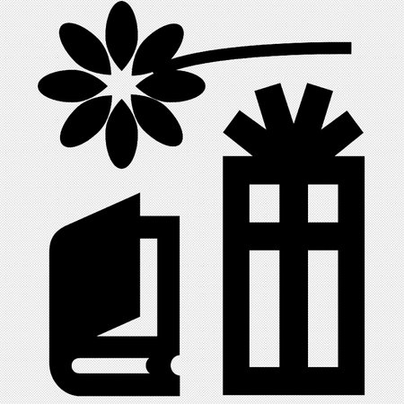 Flower and building vector icon. Black symbol on a white background.のイラスト素材