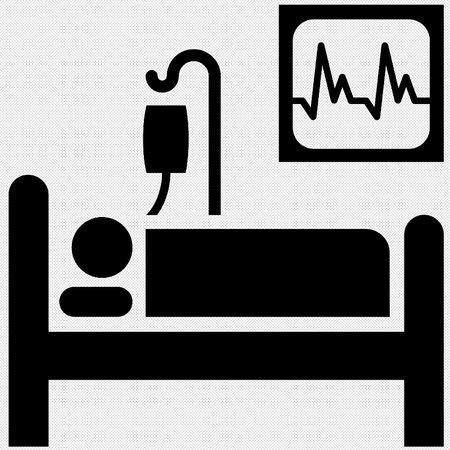 Hospital bed icon. Vector. Black icon on white background. Isolated.のイラスト素材